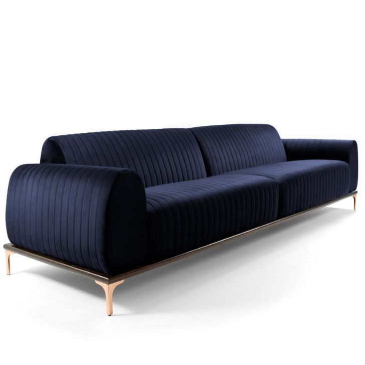 Royal Shine Sofa - Navy Blue | Luxurious 3-Seater