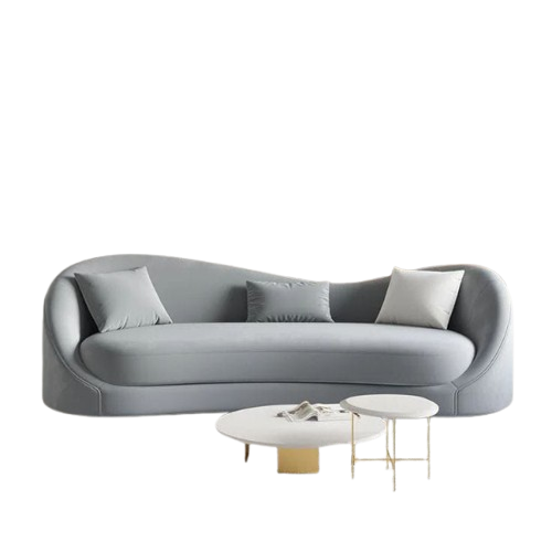 Serene Curve Sofa - Modern 3-Seater in Light Grey