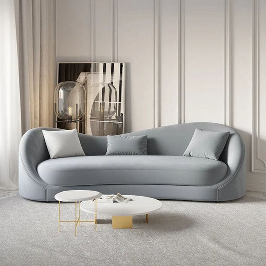 Serene Curve Sofa - Modern 3-Seater in Light Grey